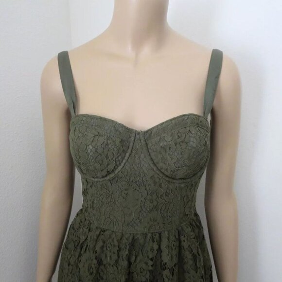 NWT Abercrombie Womens Lace Corset Dress Size XS or Small Olive Green - Picture 2 of 6